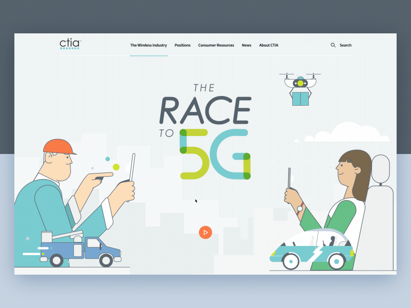 CTIA.org The Race to 5G - Hero visual animation graphic hero motion ui web
