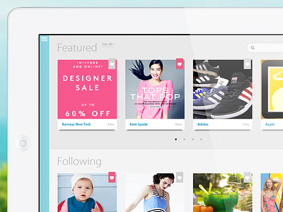 Shopilly - Case Study app featured following grid ipad shopping tiles