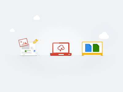 Google Drive illustrations cloud collaboration computer docs documents drive flat google google drive icons illustrations simple storage