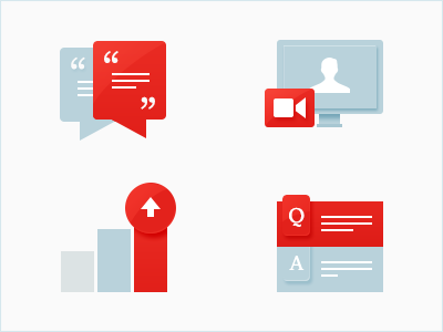 Learning Icons answers application chat economist educate education growth icons illustrations q and a qa questions red retina school simple start student success vc video video chat