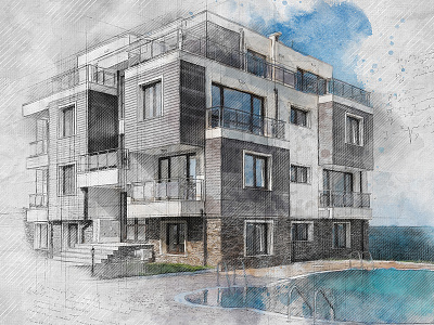 Archi Sketch Photoshop Action action atchitecture design draw drawing exterior hand drawn interior pen pencil photoshop sketch