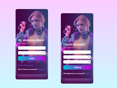 Login and Signup Page adobe xd animation app design ui ux