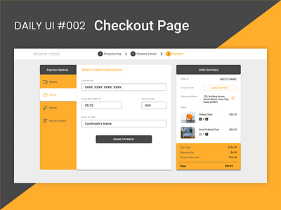 Daily UI Challenge#002 : Credit card checkout page checkout checkout page credit card checkout daily ui daily ui 002 dailyui dailyui 002 dailyui002 dailyuichallenge furniture store grey interior ui ui ux ui design uidesign uiux ux ux design yellow