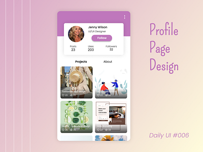 Daily UI 006 006 100daychallenge daily daily ui daily ui 006 dailyui dailyui006 dailyuichallenge profile profile design profile page profile screen ui ui design uidesign uiux ux