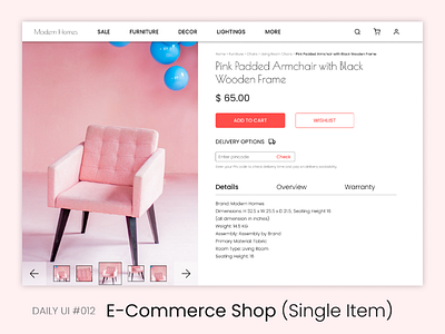 Daily UI #012 dailyui dailyui012 dailyuichallenge e commerce figma furniture productpage productphoto ui uidesign uiux ux website design