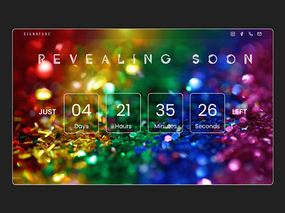 Daily UI #014 coming soon countdown timer daily ui 014 dailyui014 glitter revealing soon ui uidesign uiux ux uxui web design webdesign website website design