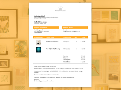 Daily UI #017 Email Receipt daily ui dailyui dailyui017 furniture app receipt ui ui ux uidesign uiux ux uxdesign