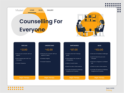 Daily UI 030 Pricing counselling website daily ui 030 dailyui figma mental health pricing ui ui desgin uidesign uiux ux webdesign website design website ui