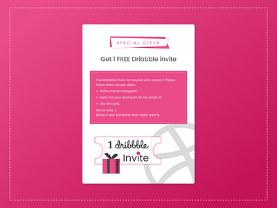 Dribbble Invite daily ui 036 dailyui dribbble invitation dribbble invite giveaway invite invite giveaway special offer