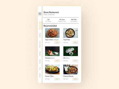 Daily UI 043 Food Menu app ui daily ui 043 dailyui dailyui043 figma design food app food app design food app ui ui design uiux vertical menu