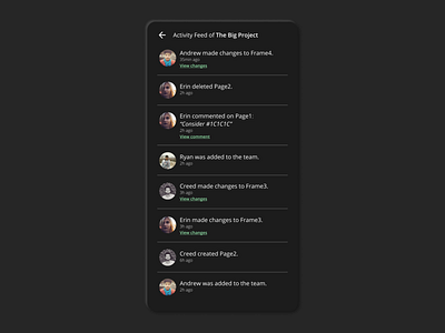 Daily UI 047 Activity Feed activity feed app ui daily ui daily ui 047 dailyui dailyuichallenge dark app dark mode dark theme dark ui