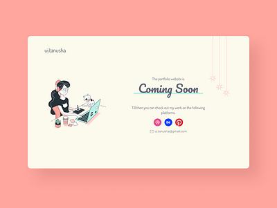 Daily UI 048 Coming Soon coming soon coming soon page daily ui 048 dailyui figma figmadesign illustraion minimal pastel portfolio portfolio site portfolio website website design