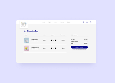 Daily UI 058 Shopping Cart/Bag beauty products daily ui 058 daily ui challenge dailyui figma design shopping app shopping bag shopping cart skincare ui design website website design