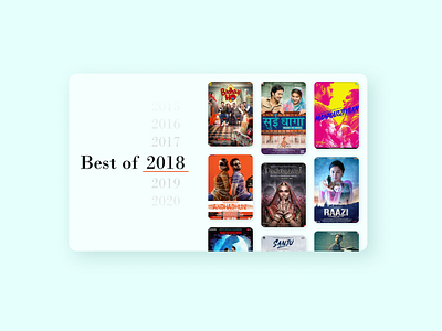 Daily UI 063 Best of.... best of 2015 best of 2018 bollywood movie daily ui daily ui 063 dailyui dailyuichallenge movie recommendation ui ui design uiux ux web design webdesign website inspiration website ui
