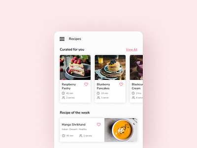 Daily UI 091 Curated for You app ui app ui ux curated for you food app recipe recipe app recipe card recommended ui design