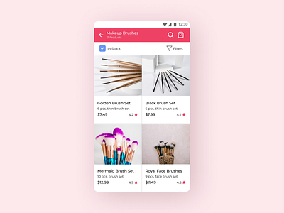 Daily UI 096 Currently In Stock app design daily ui 096 e commerce in stock makeup app product list product page store app uiux