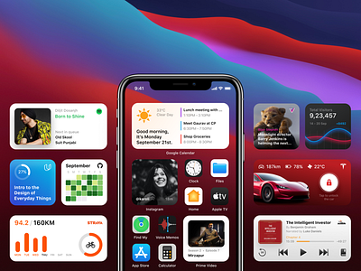 iOS14 Widget Exploration apple audible dark dark mode exploration github google calendar ios ios 14 ios app design ios14 iphone prime video spotify strava tesla udacity widget widgets