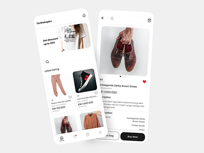 Thrift shop minimal mobile app