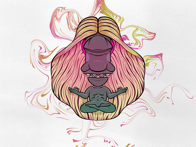 Think Pink alien colour hippie illustration meditation moster pink