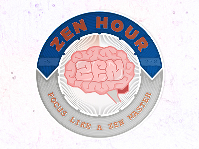 Zen Hour brain illustration logo stamp texture