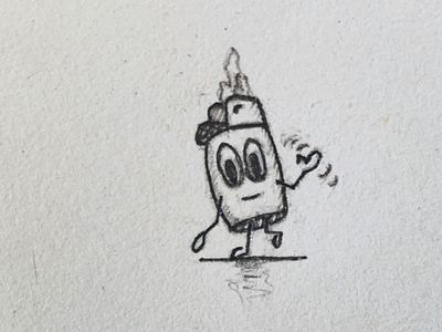 Sparky character design cute flame illustration lighter pencil