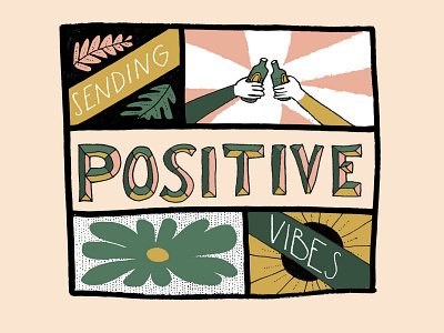 Sending Positive Vibes - illustration design drawing drawings editorial illustration graphicdesign hand drawn handlettering illustration illustration art lettering art