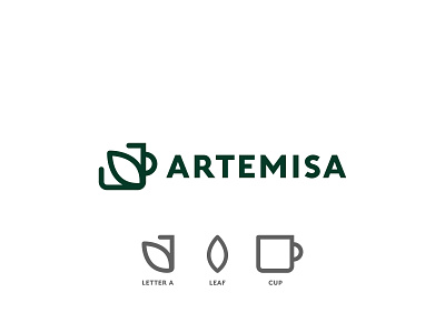 Artemisa | Logo Concept art branding creative dailylogo design icon inspiration leaf leaves logo logotype minimal minimalism nature tea tea cup typo typography