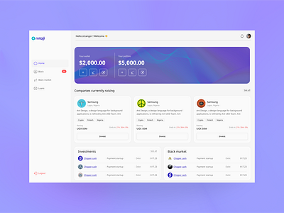 Fintech dashboard 2022 blue dashboard desktop fintech investment lagos nigeria purple startup ux web web app