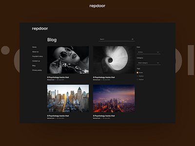 Repdoor blog 2023 black blog clean dark dark theme fashion lagos minial minimal modern nigeria ux