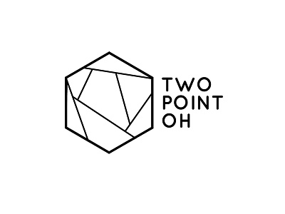 Two Point Oh Logo Black/White black hexagon lines logo shapes white