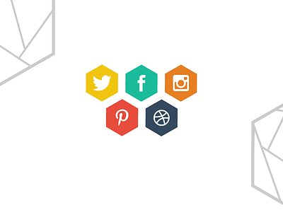 Hexagon Social Media Icons