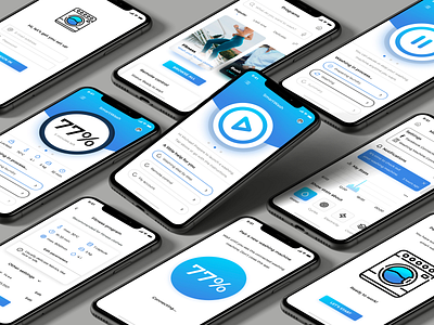 SmartWash - Perfect App for your Smart Washing Machine 2020 app design blue blue and white clean design clean ui cleaning fresh design full app ios iphone x iphone xs product design smart smarthome smartwatch washing washing machine