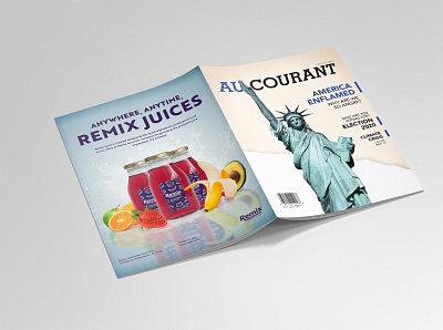 Au Courant Front & Back Cover america juice layout magazine magazine ad magazine cover statue of liberty