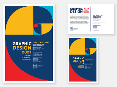 Penn College Student Portfolio Exhibition Branding design gallery golden ratio graphic design layout post card poster spiral typography