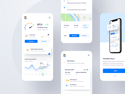 Journey Tracking - Mobile analytics app clean dashboard flat gauge graph ios iphone journey light map mobile onboarding tracking ui ux