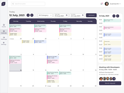 Calendar calendar deshboard event meeting minimal modern planner schedule ui ux web app web design