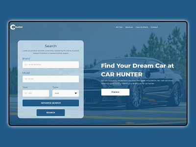 Car Hunt branding homepage landingpage typography ui design ux web website