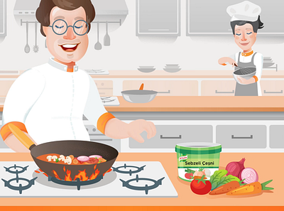 Unilever Food Solutions Webshop Animation Movie 2d animation character animation chef cook illustration kithchen motion vector vegetable