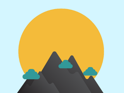 Rounded Mountain illustration minimal pentool and cursor web design