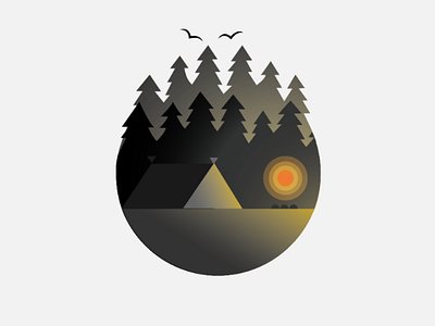 Minimal Campfire campfire fire flat design illustration minimal monochrome