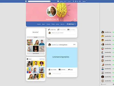 Facebook Profile page redesigned illustration redesigned ui design