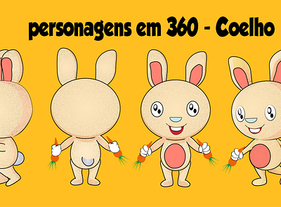 coelho em 360 Rabbit tur around 2d 2d character 2dart aftereffects character design flat illustration illustrator rabbit turnaround vector