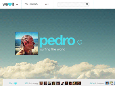 Social Profile Concept concept desktop gradient heart parallax profile sky social surf web