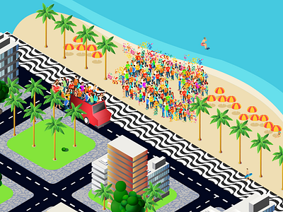 Carnival Illustration beach copacabana flat game illustration rio vector