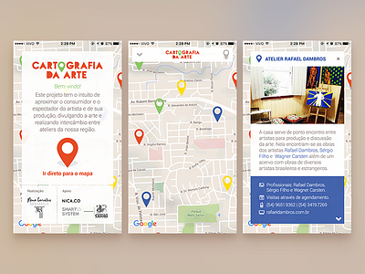Cartografia da Arte App app art artists geo map mobile pin search