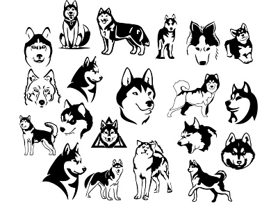 Dog Husky icon vector design dog husky husky svg logo vector