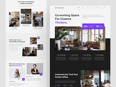 Wonderspace - Coworking Landing Page co working coworking design landing page ui ui design ux website