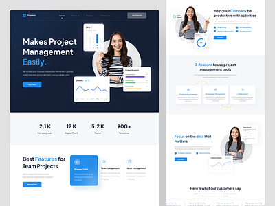 Organzy. - Project Management Landingpage Exploration design exploration landing page landingpage ui uiux ux web website