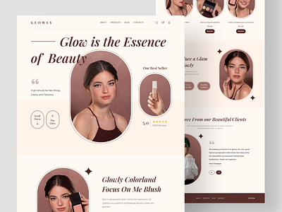 Glowly - Cosmetics landing page beauty cosmetics design landing page skincare ui uiux ux web design website