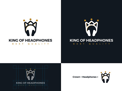 KING OF HEADPHONES - LOGO DESIGN brand branding crown designer electronic graphic design headphones iconic identity illustration logo logodesign logotype luxury minimlist tech technology